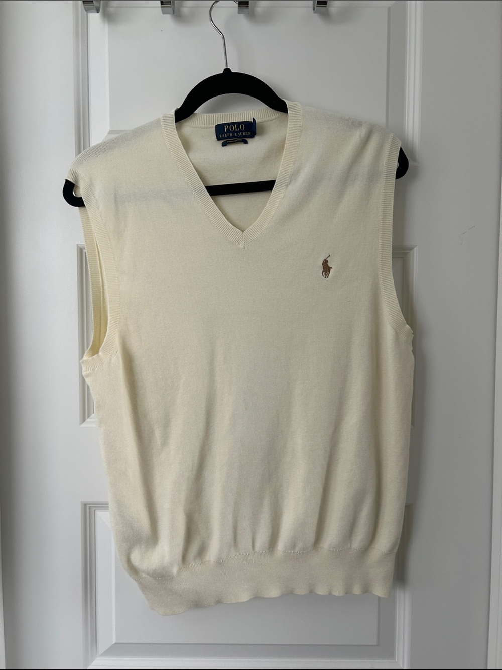 Polo by Ralph Lauren men’s size M Cream V-Neck Cotton Sweater Vest